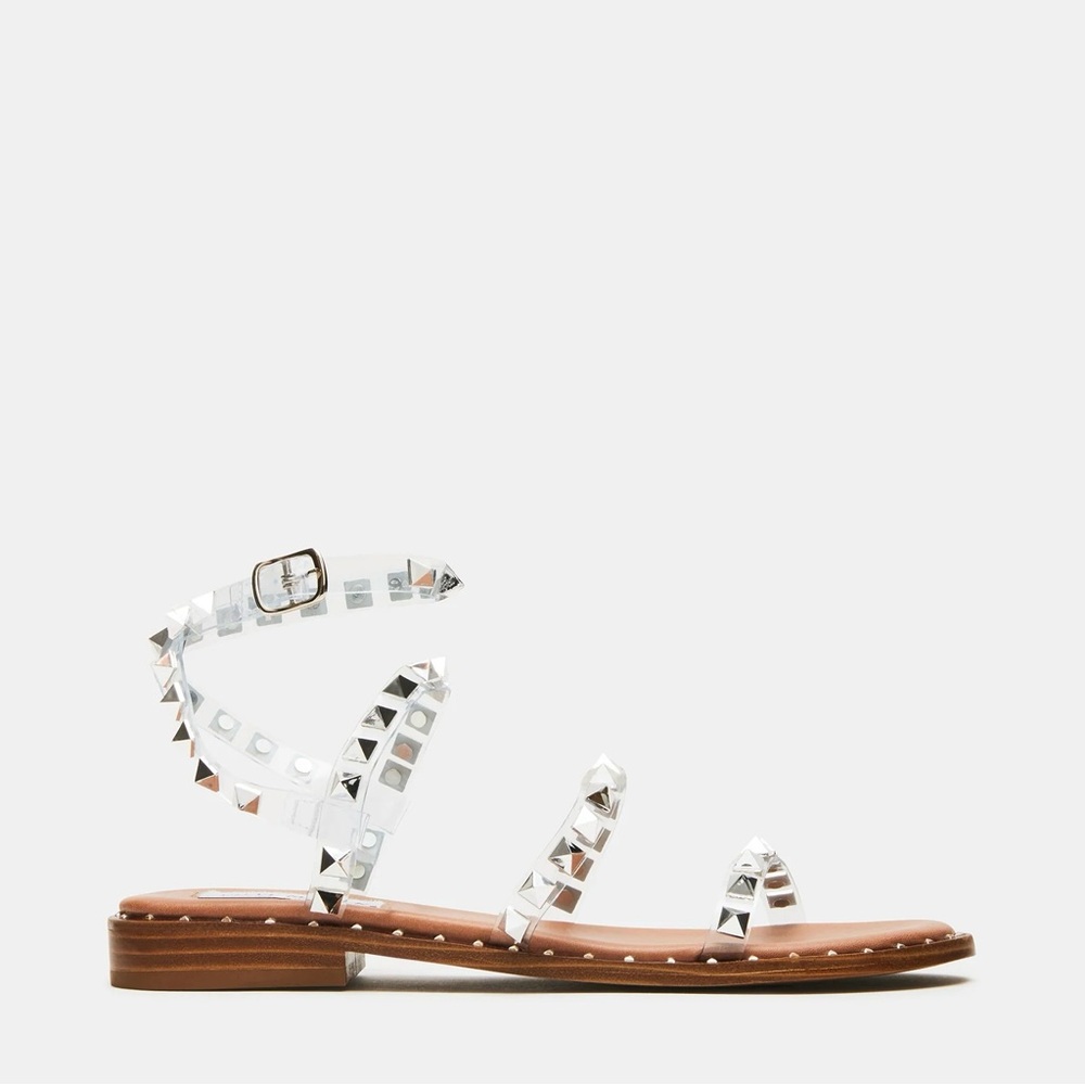 Steve Madden Travel Clear Sandals with Studded Straps